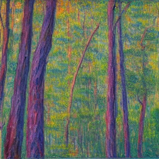 Dense Forest in Vibrant Oil Painting