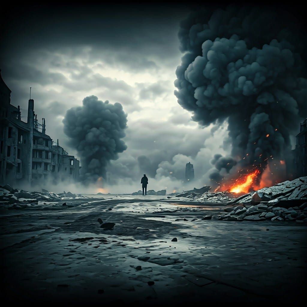 Dramatic War Atmosphere in Shades of Gray