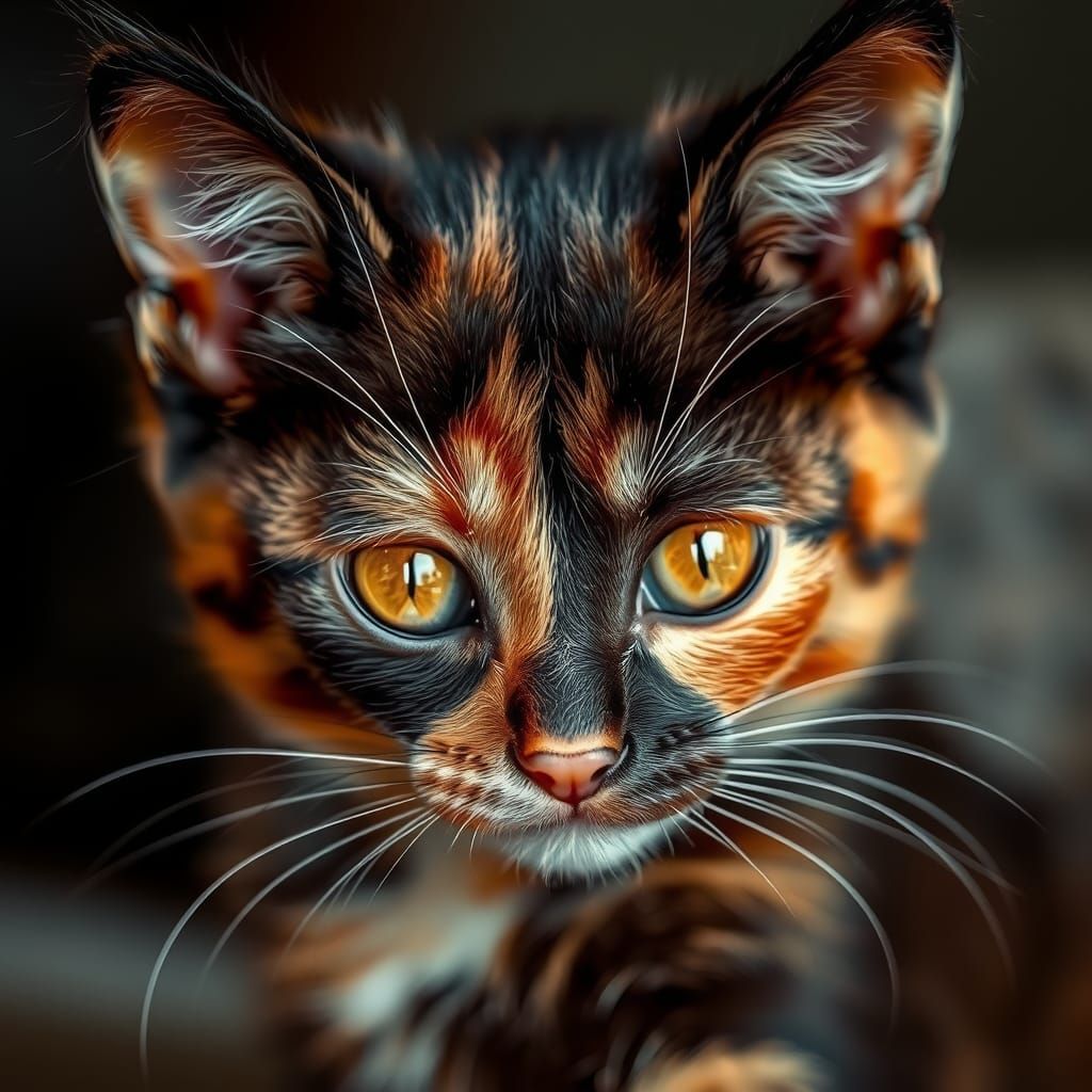 Warm Autumn Tortoiseshell Kitten Portrait