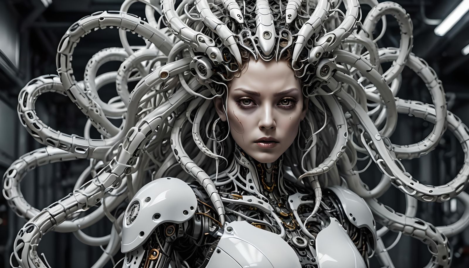 Biomechanical White Medusa Fashion Shoot