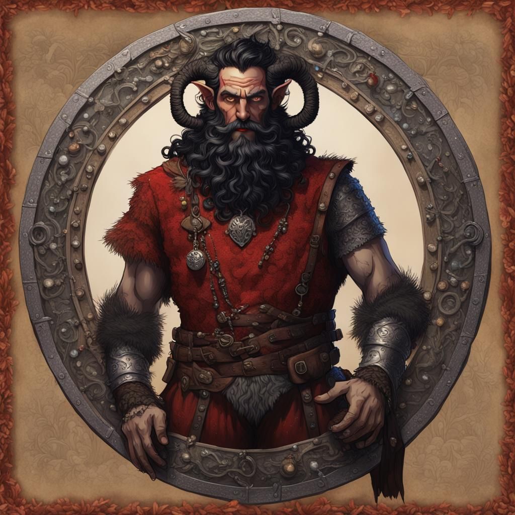 D&D Satyr Innkeeper with Silver Beard Beads