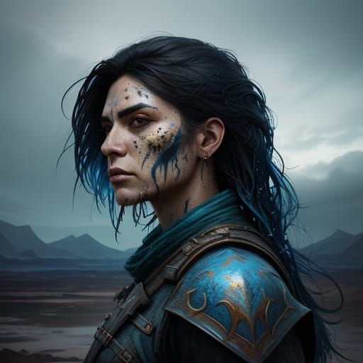 Concept Art Splash of Woman in Desolate Landscape