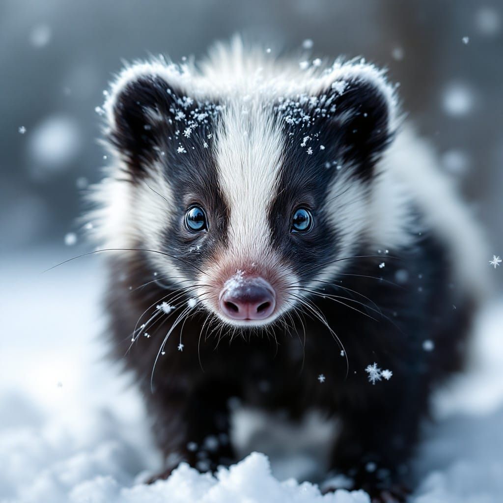 Skunk in Winter Wonderland
