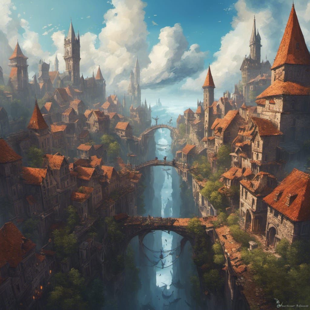 Magical Medieval City Floating in the Clouds