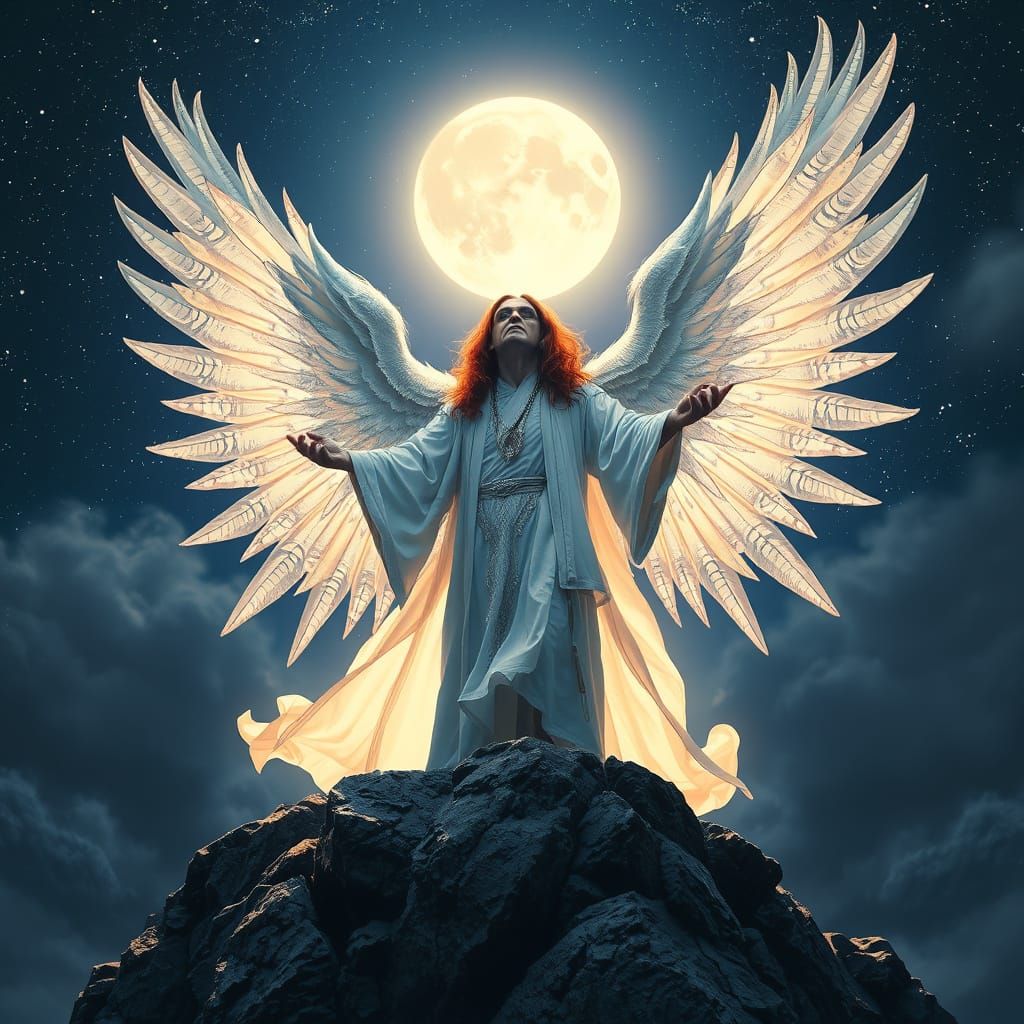 Angel Ozzy Under Celestial Skies in Epic, Cinematic Style