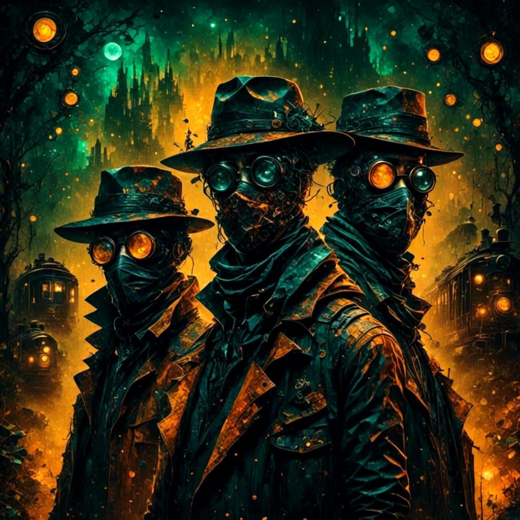 Wild West Train Robbery at Night