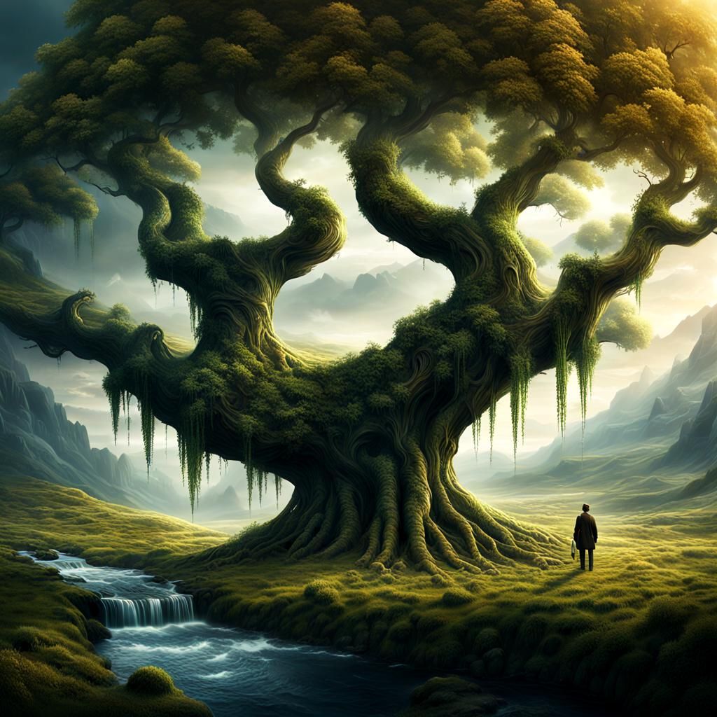 Lush Tree by Streams of Water: Digital Matte Painting