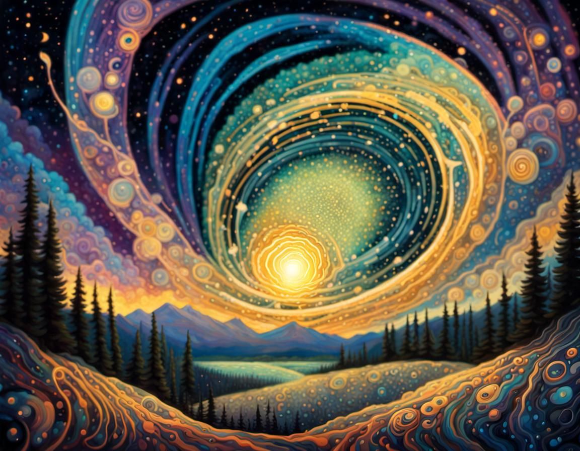Vibrant Psychedelic Dreamscape with Cosmic Vortex