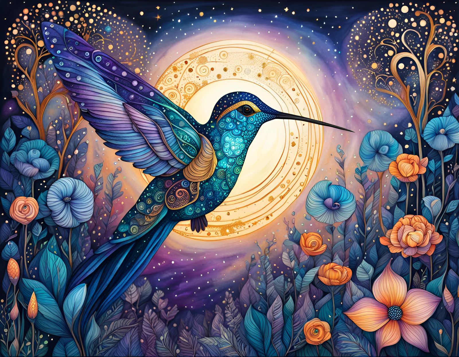 Zentangle Hummingbird Art