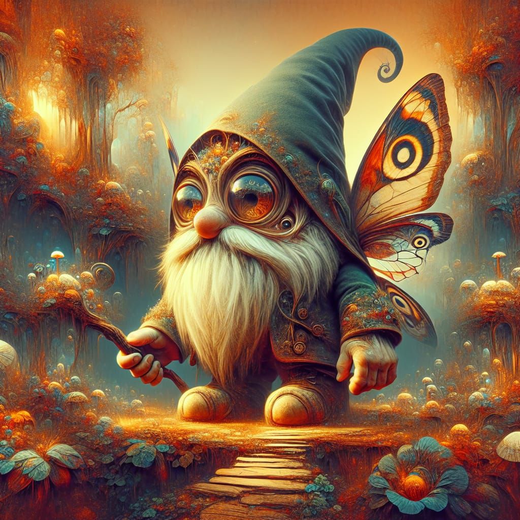 Enchanted Garden Gnome with Exaggerated Features