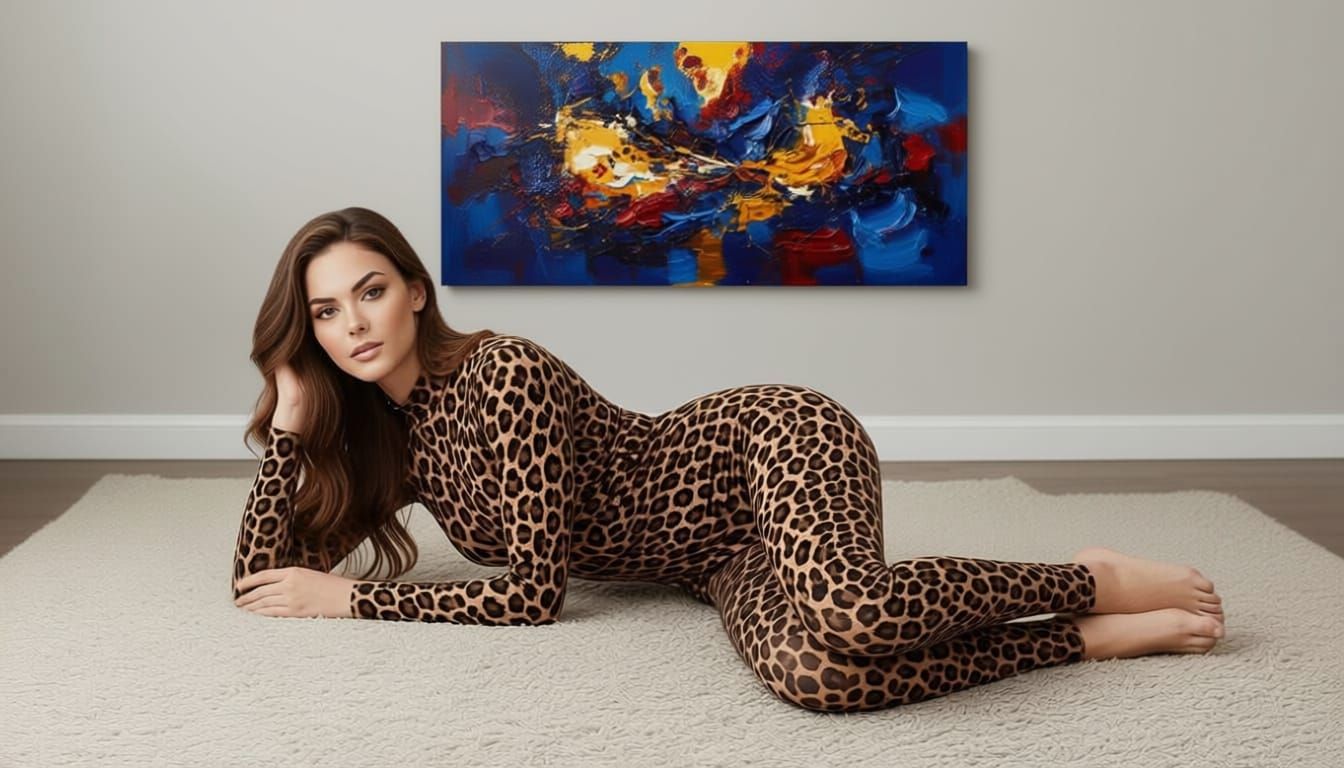 Abstract Painting Hung on a Wall