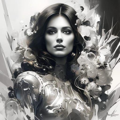 Beautiful Polish Girl Portrait in Splash Art Style