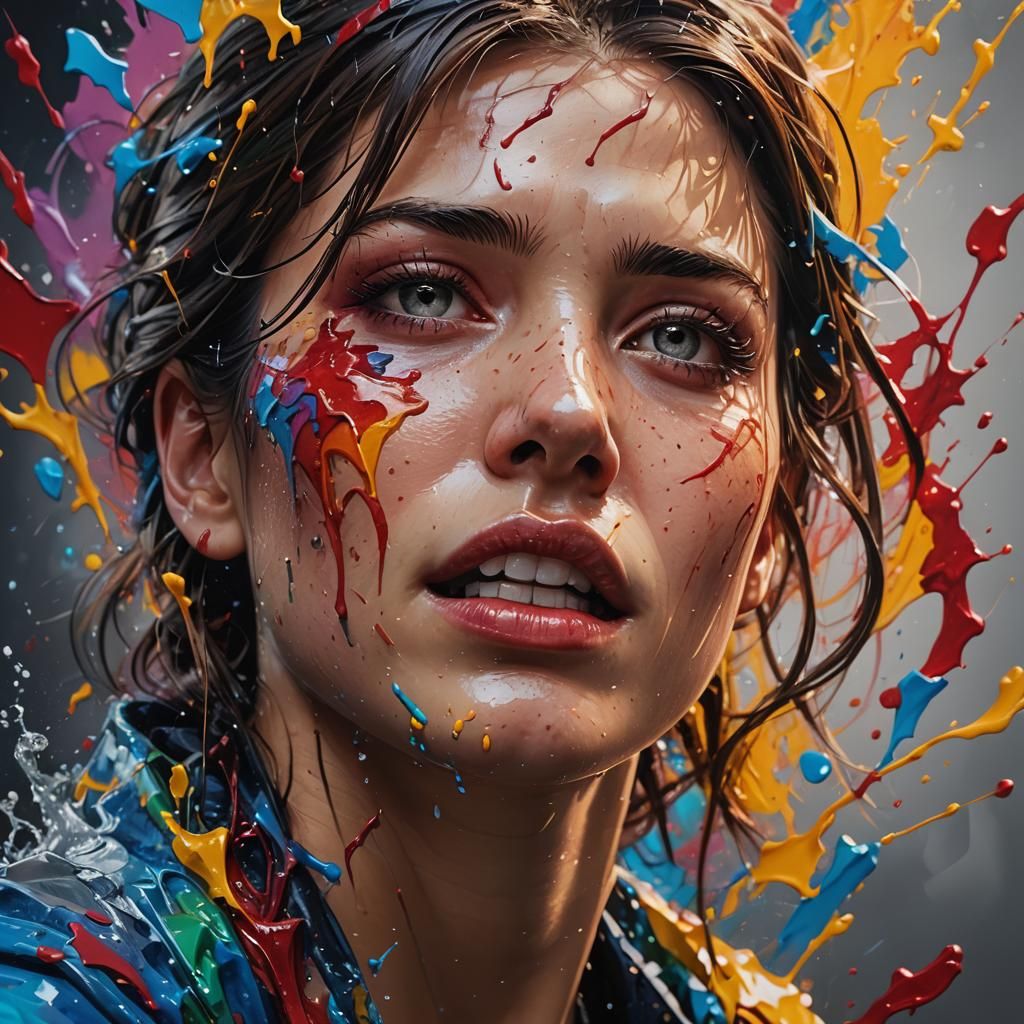 Passionate Portrait in Hyperrealistic Splash Art Style