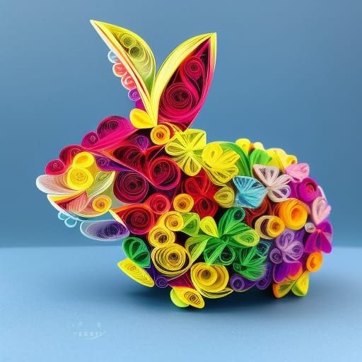 Quilled Papercraft Flower Rabbits in 3D Style