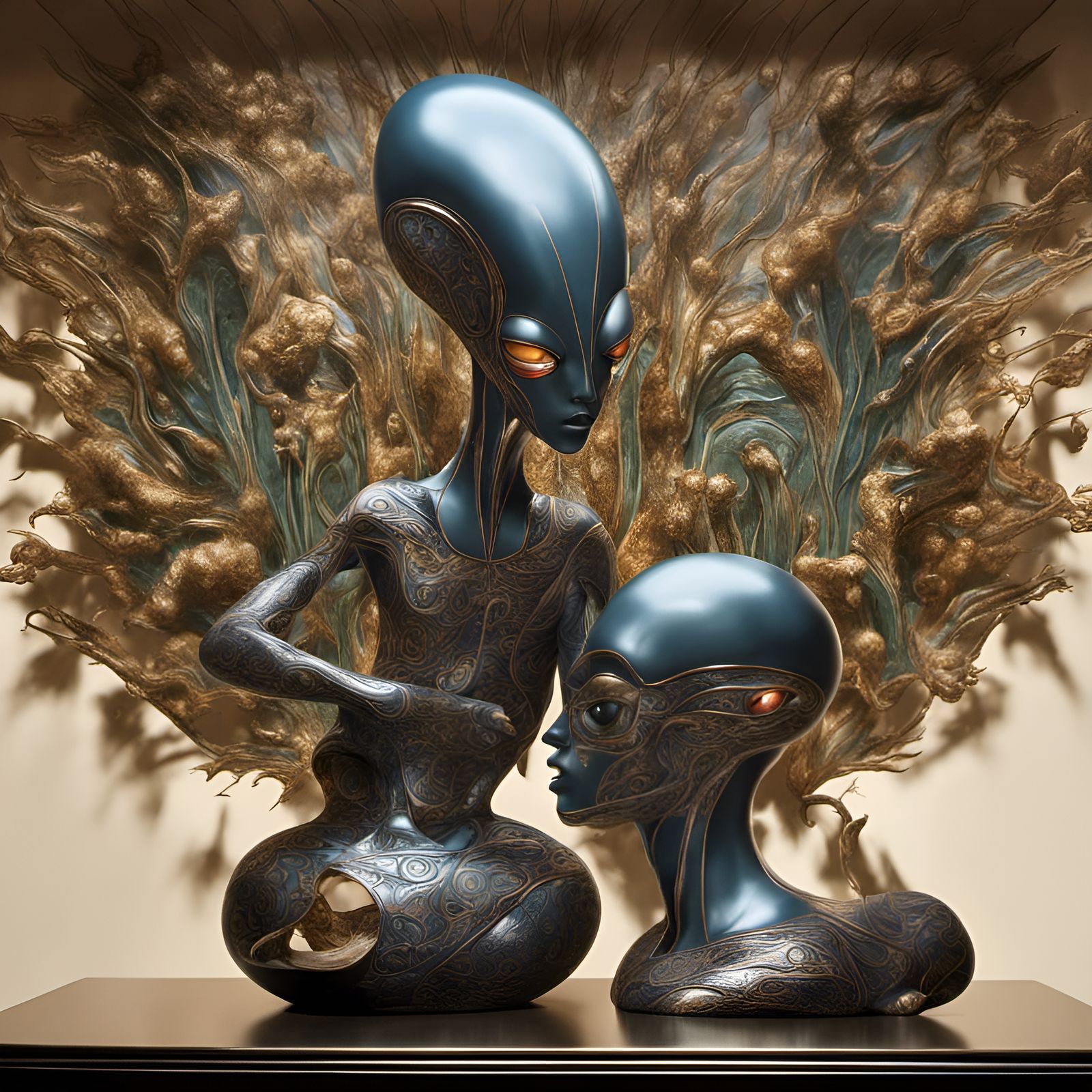 Eldritch Alien Pets in a Dreamy Landscape