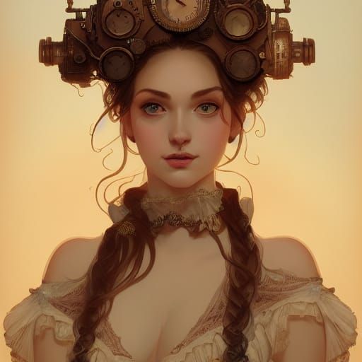 Steampunk Princess Portrait in Art Nouveau Style