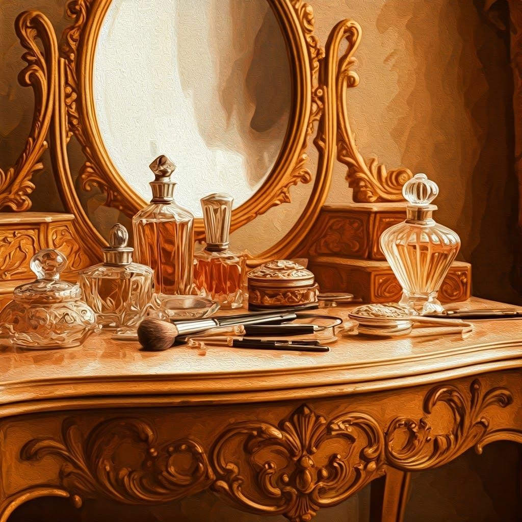 Ornate Vanity in 19th-Century Impressionist Style