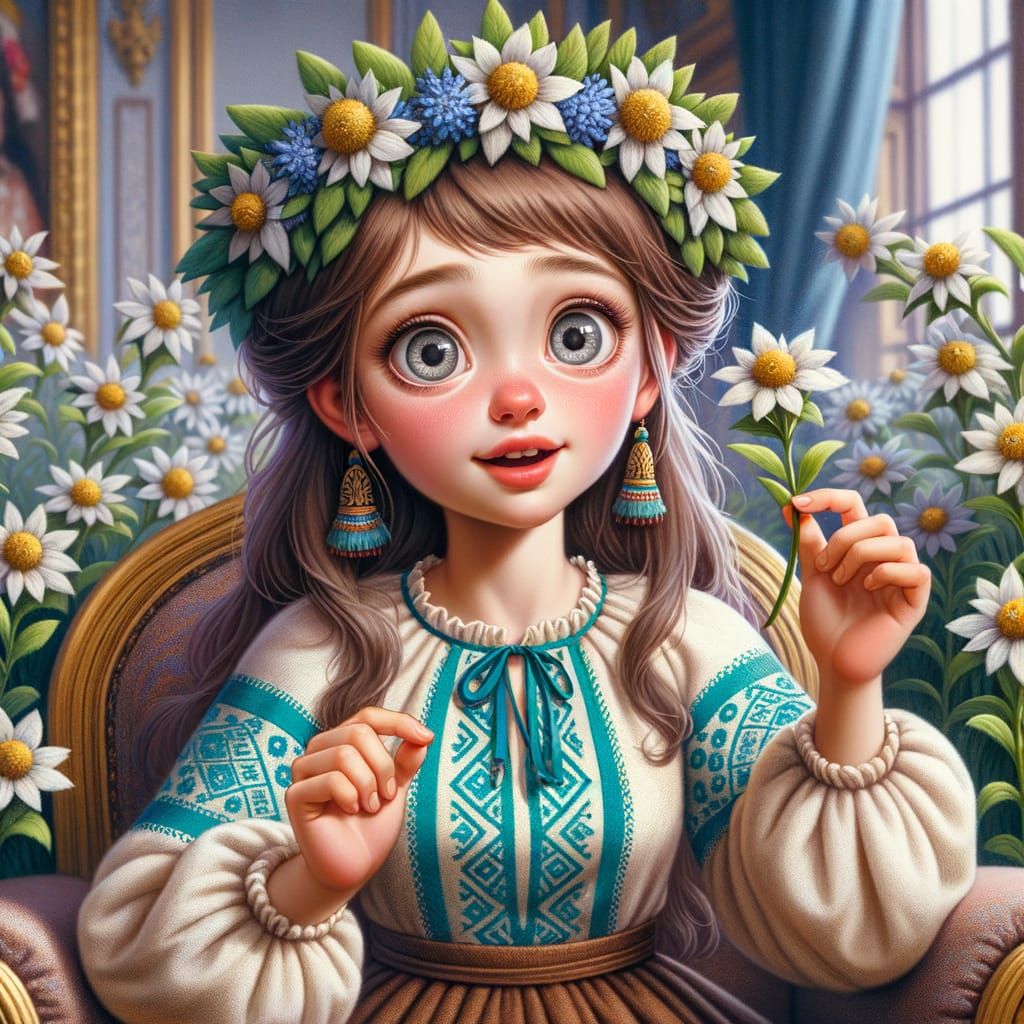 Young Princess in Ukrainian Embroidered Regalia