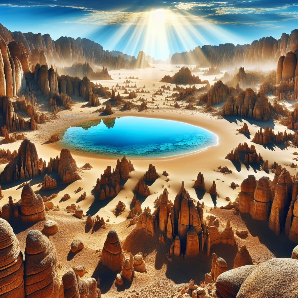 Desert Oasis Reflecting Azure Sky
