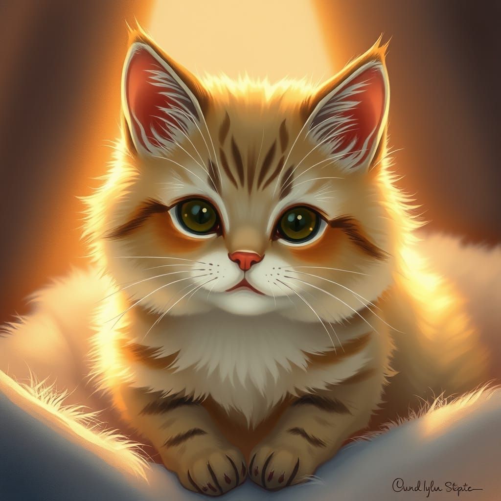 Whimsical Feline in Warm Glow
