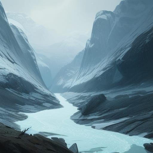 Breathtaking Norwegian Fjord Art in Art Nouveau Style