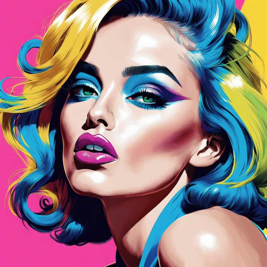 Vibrant Pop Art Portrait in Bold Black and White