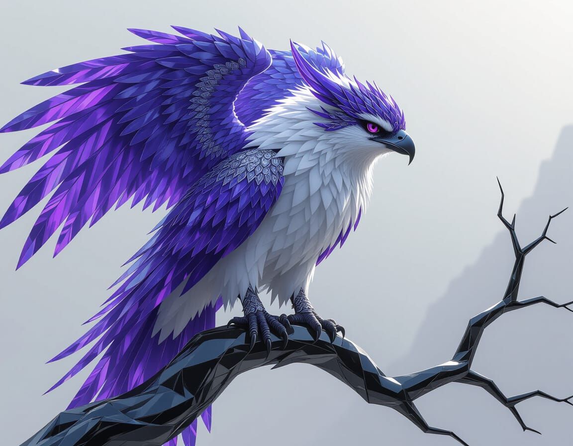Fearsome Gryphon of Amethyst Crystals and Silver