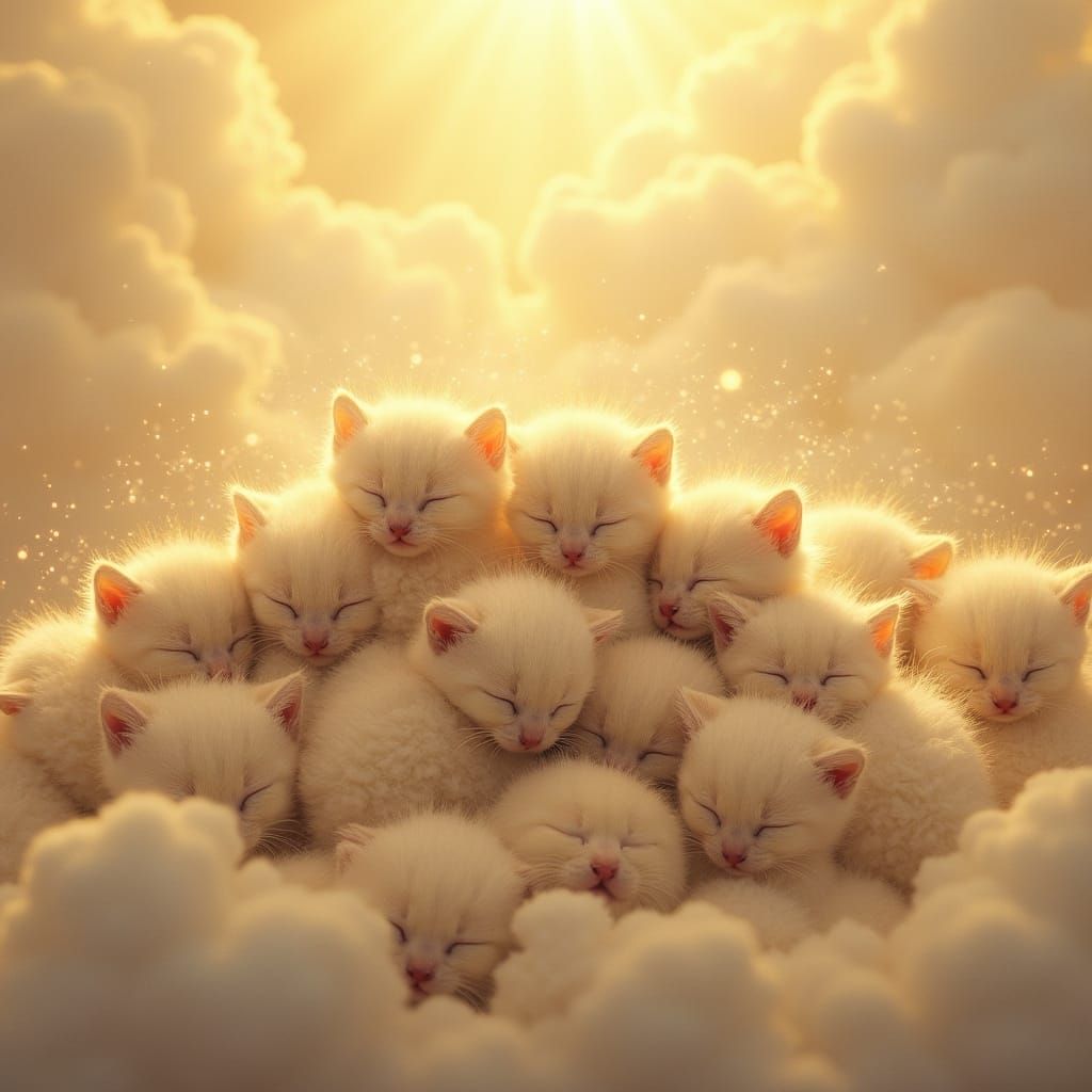 Sleepy Kittens in Golden Radiance