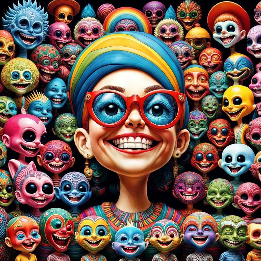 Psychedelic Bobbleheads in Hyperdetailed Digital Art