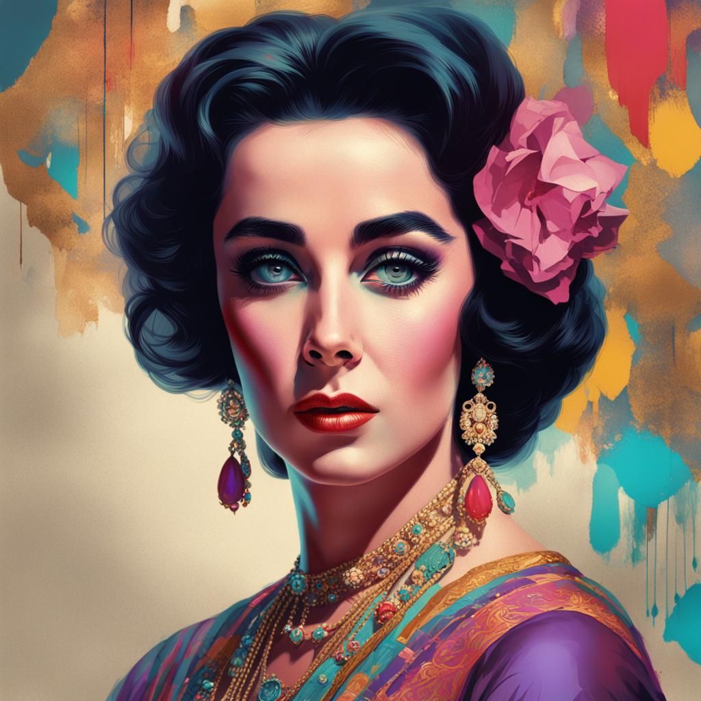 Elizabeth Taylor Portrait in 1960s Style