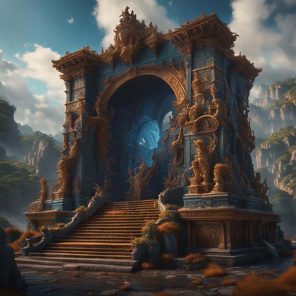 Psychedelic Statue Concept Art in Deep Color