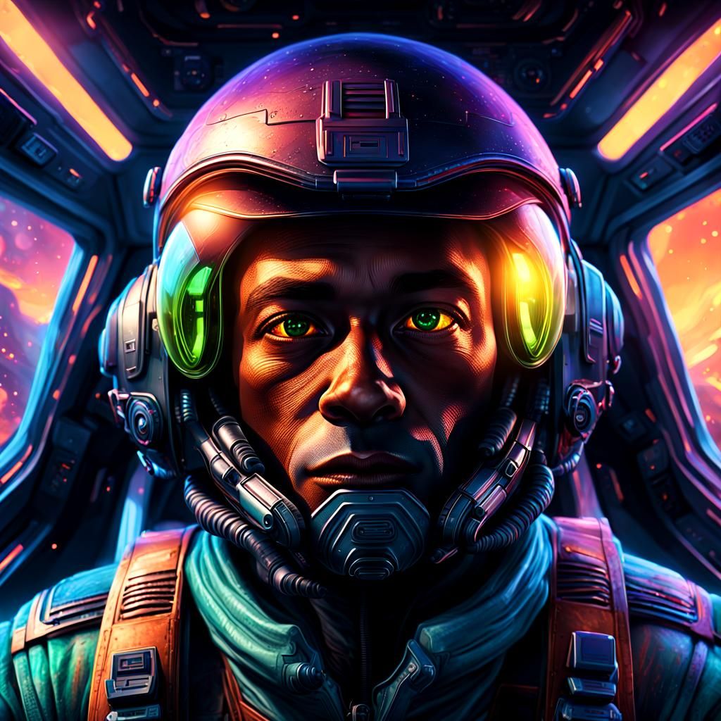 Alien Pilot in UFO Cockpit: Sci-Fi Concept Art