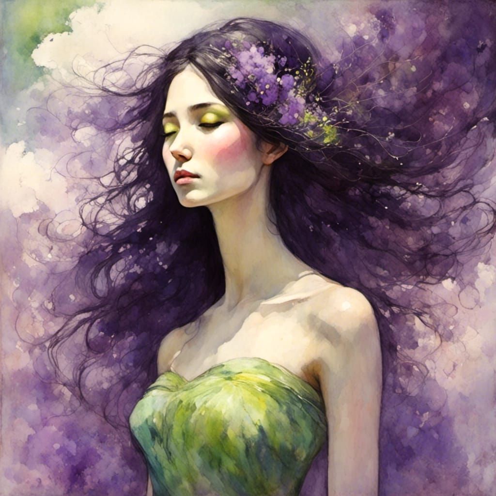 Woman in Purple Dress Bathed in Light