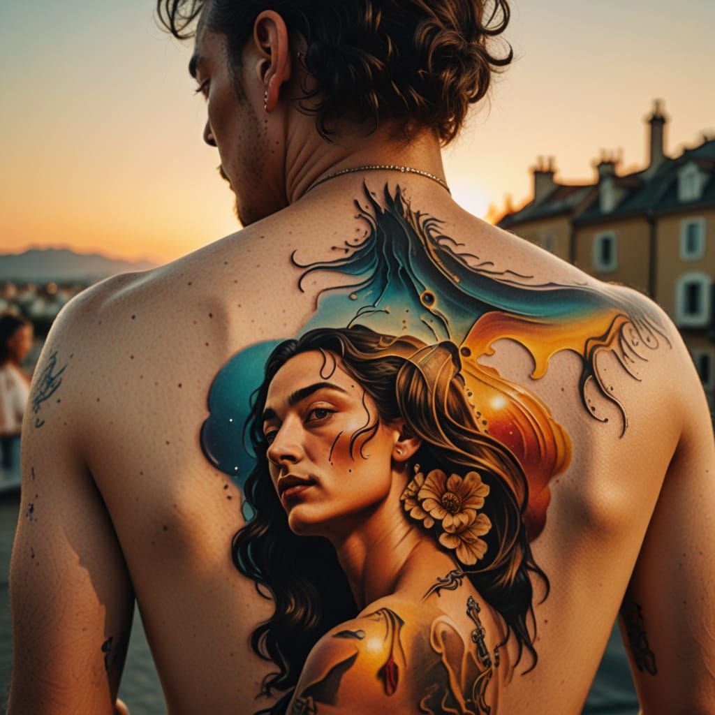 Surreal Tattoo Application in Salvador Dali Style