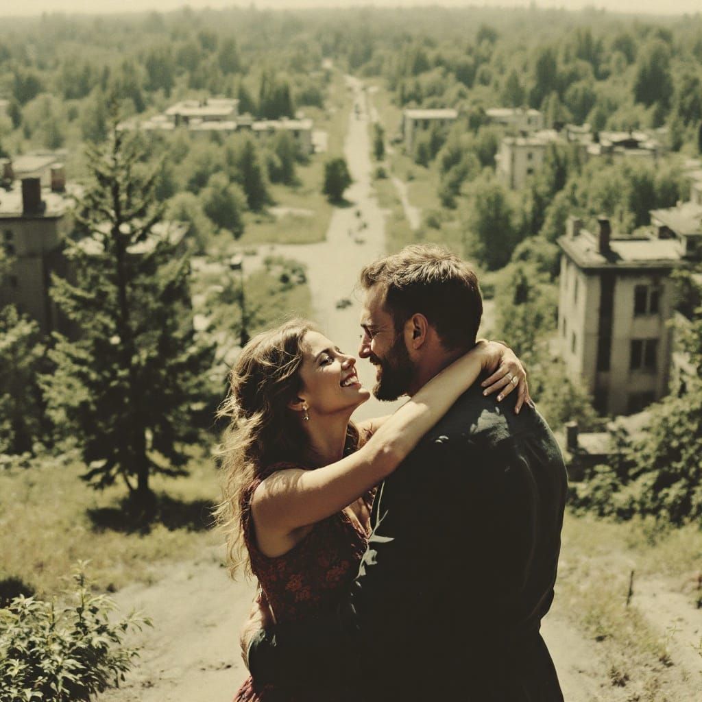 Vintage Joy in Soviet Pripyat, a Romantic Moment Amidst Aban...