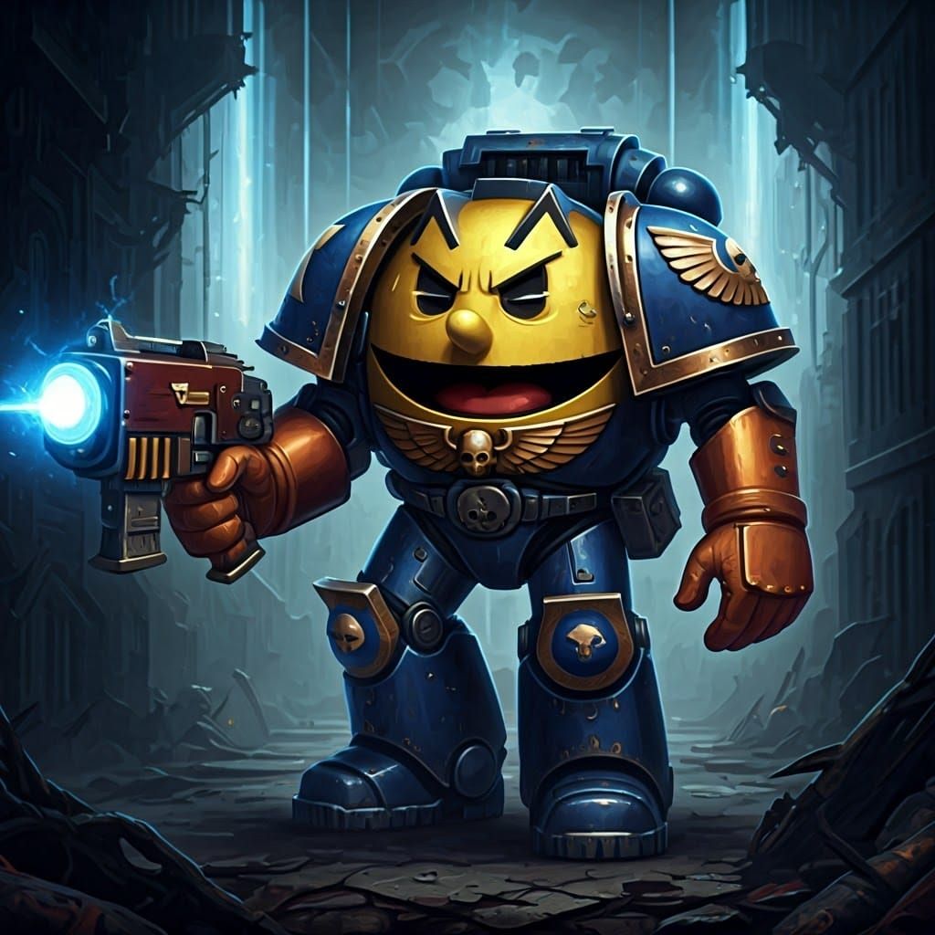 Pac-Man in Warhammer 40k Universe, Grimdark Art