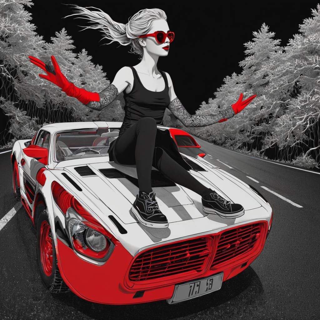 Fractured Dystopian Angel in Heavy Snow