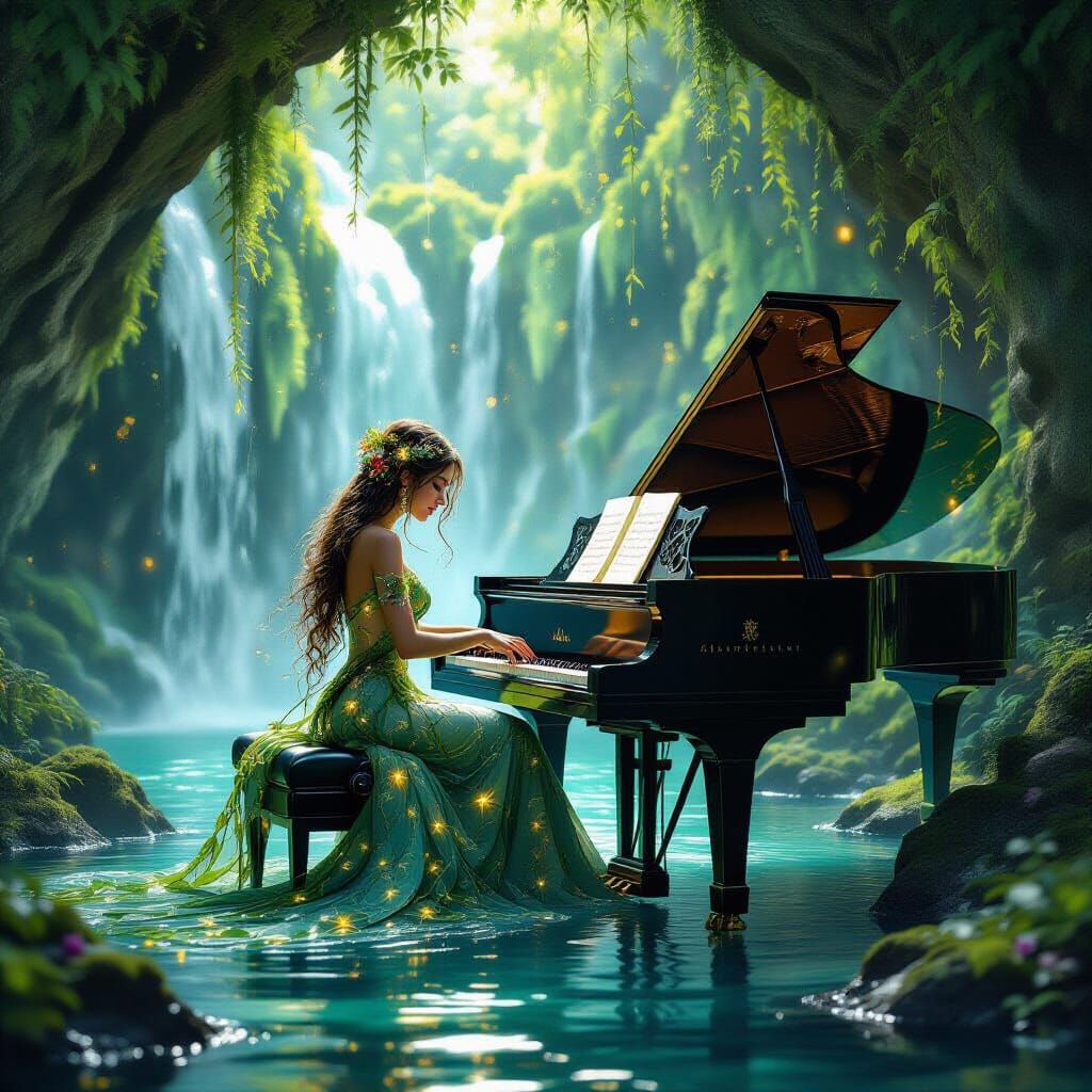 Fire Goddess in Grotto, Art Nouveau Painting