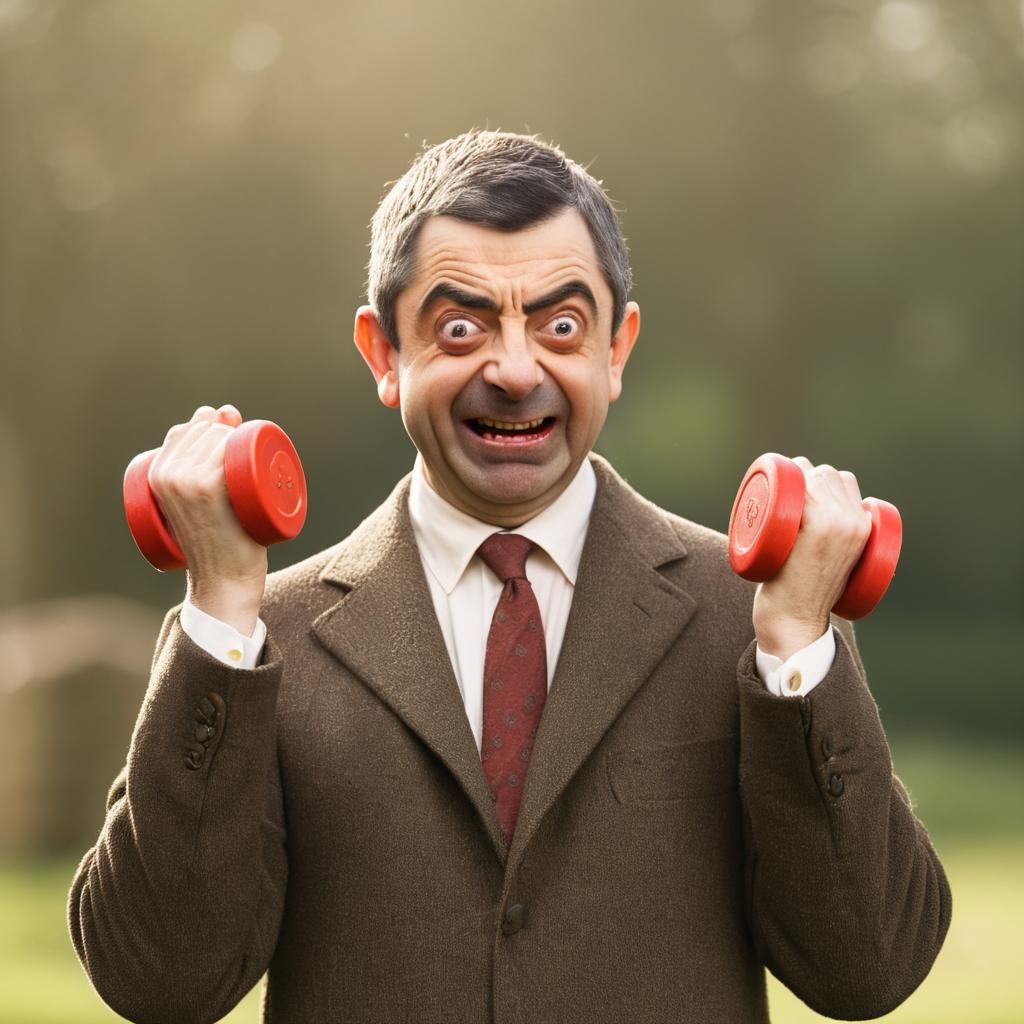 Mr Bean getting swole