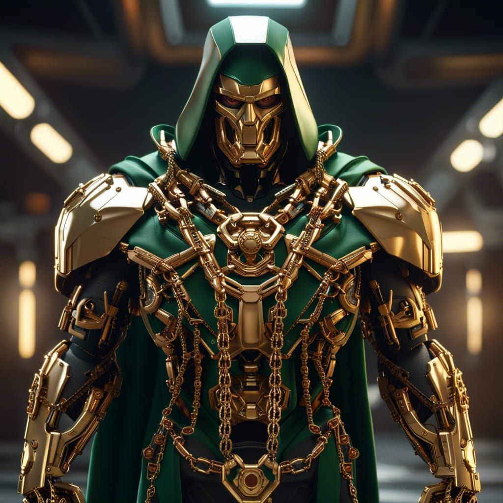 Doctor Doom with Gold Chains in Sci-Fi Style