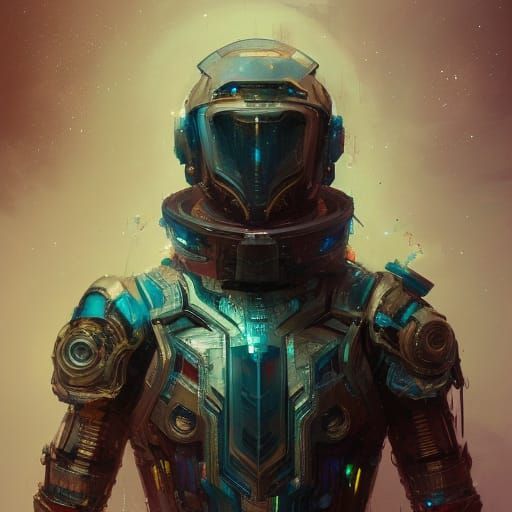 Anthropomorphic Figure in Quantum Celestial Armor