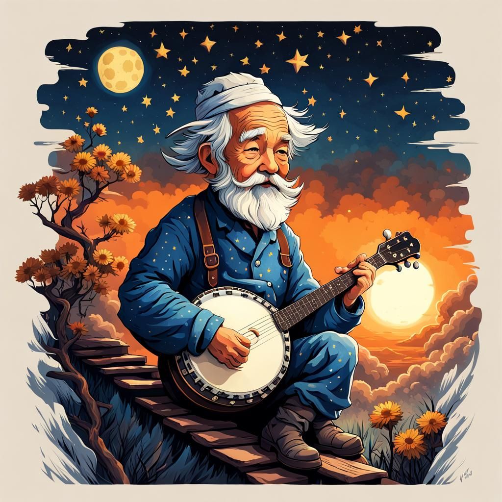 Chibi Farmer's Starry Sunset Banjo Serenade