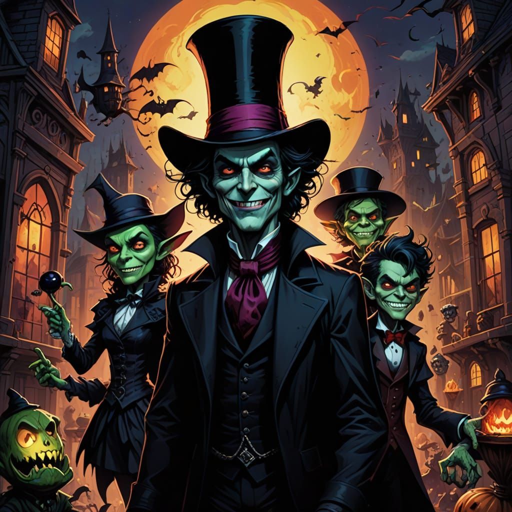 Family Portrait of a Mad Witch, Dandy Vampire, and Amused Go...