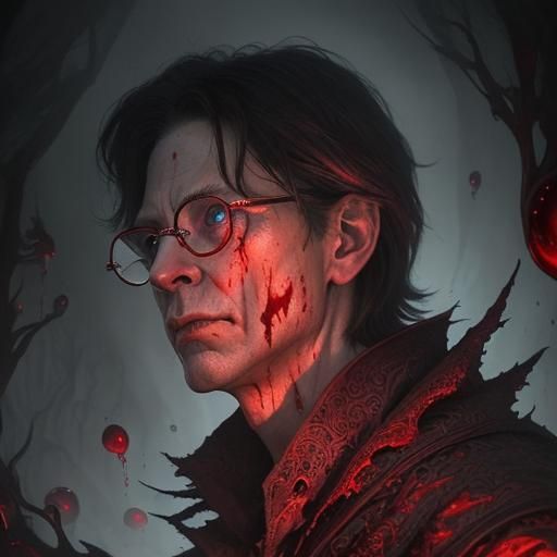 Stephen King as Warlock Casting Blood Magic