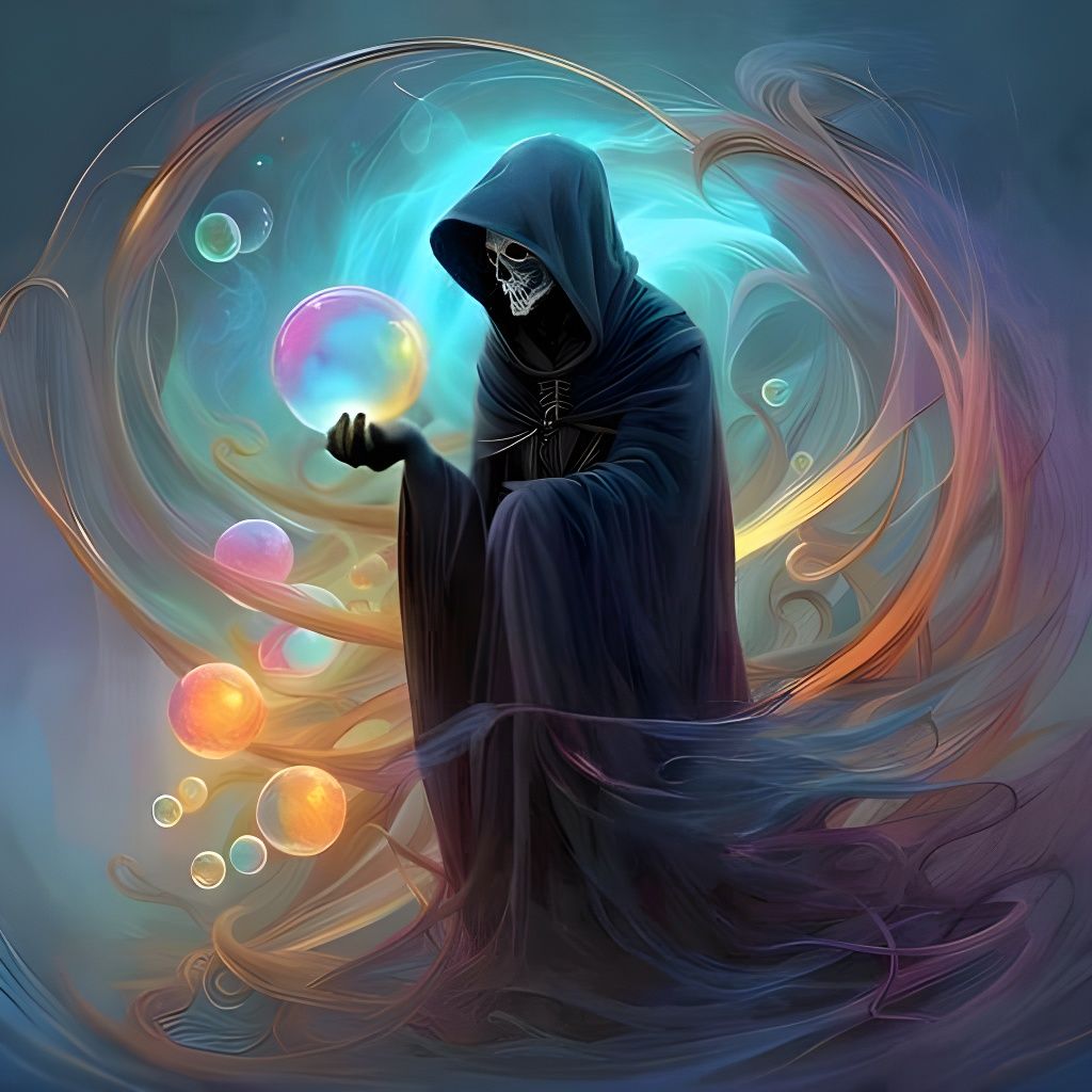 Gleaming Grim Reaper in Vaporwave Style