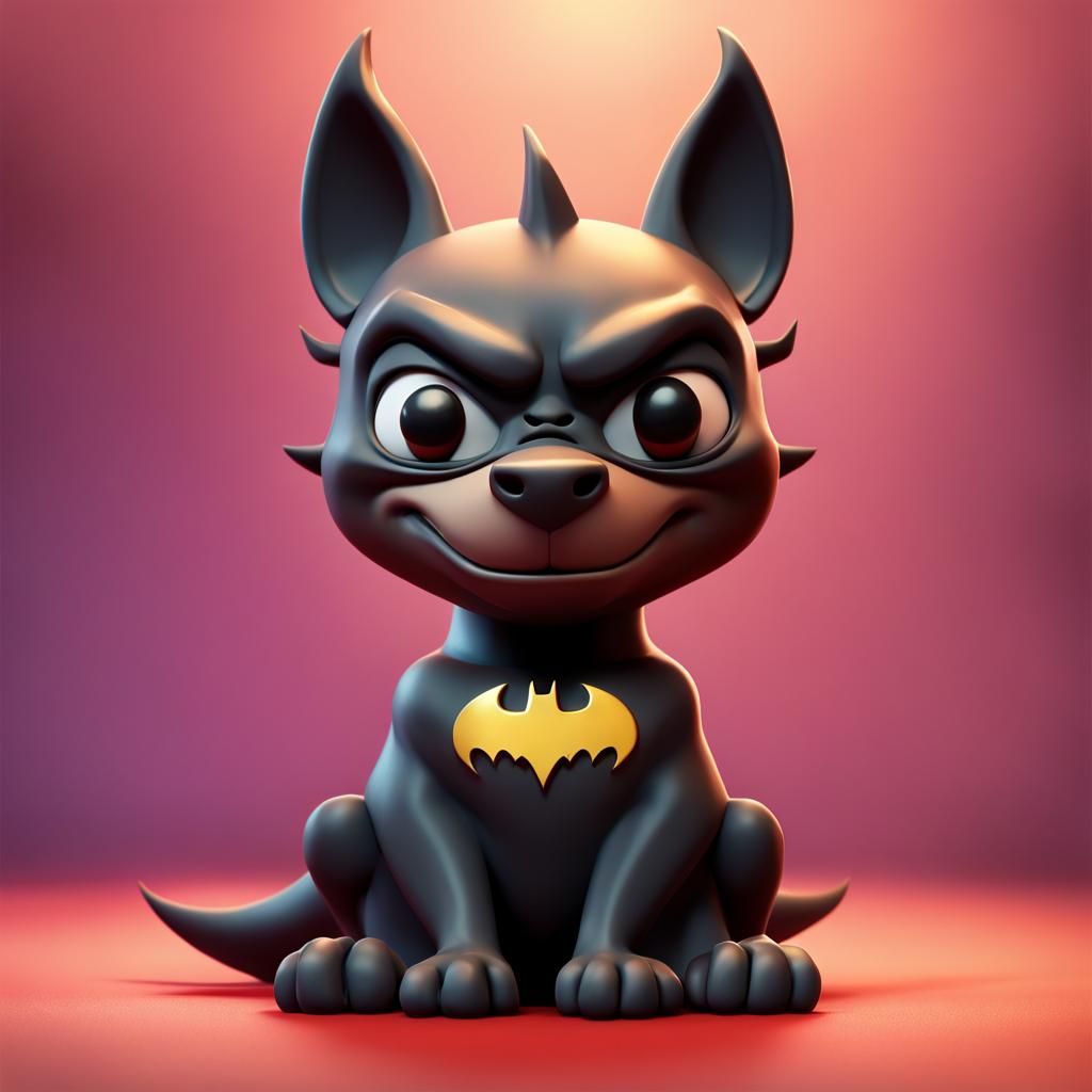 Fu Dog as Batman in Pixar 3D Style