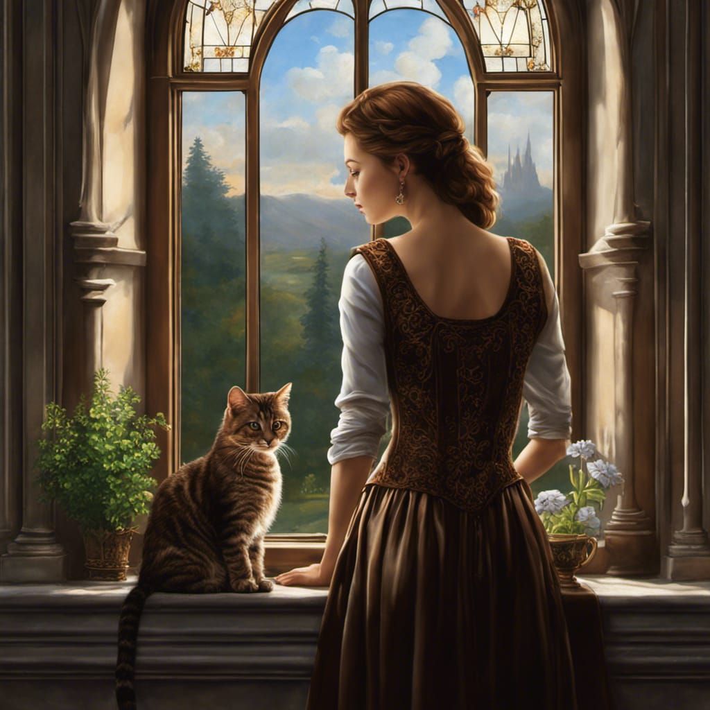Woman and Tabby Cat by a Window