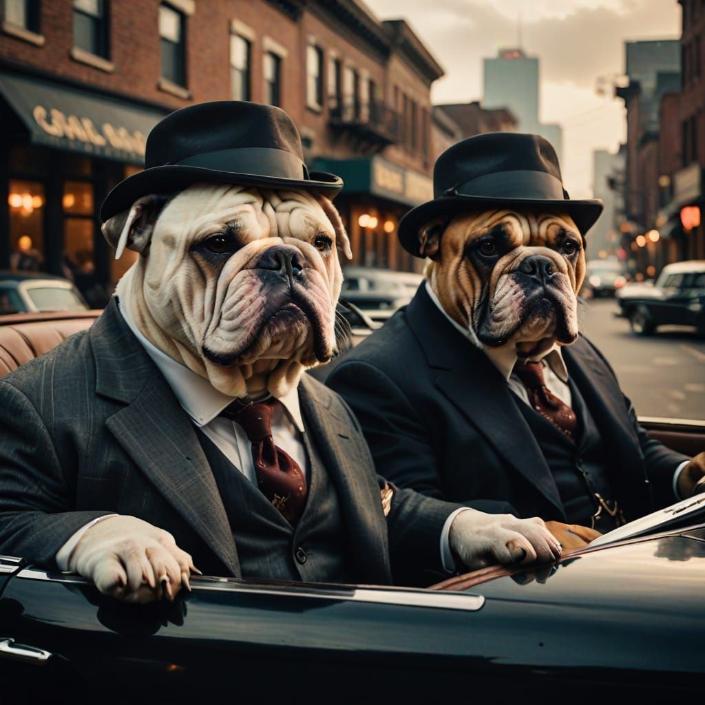 Vintage Gangster Bulldogs Cruise the City