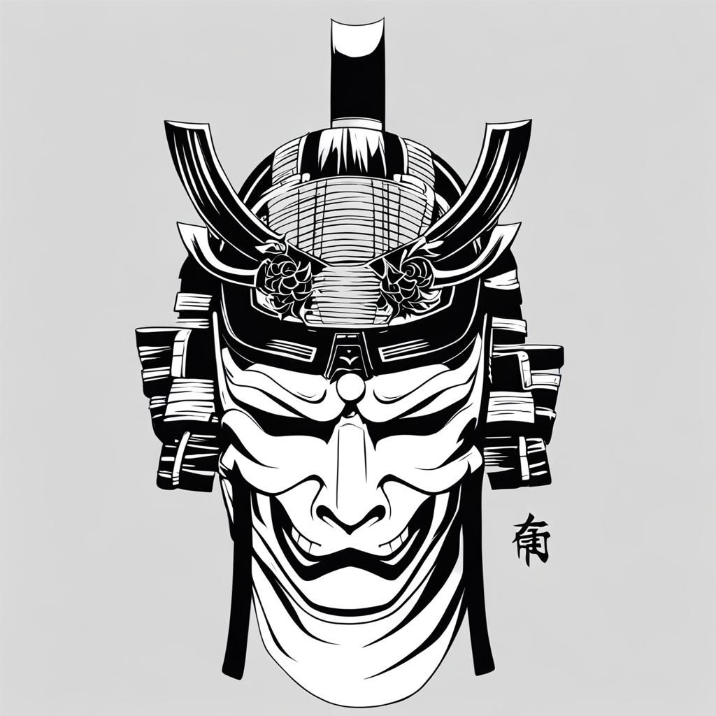 Samurai Mask in Anime Manga Style