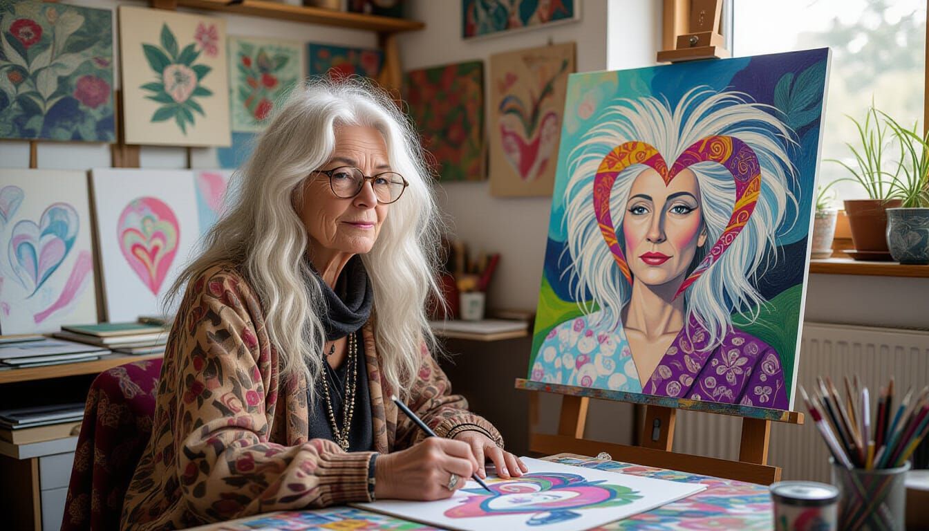 Bohemian Artist Paints Surrealist Self Portrait Collage